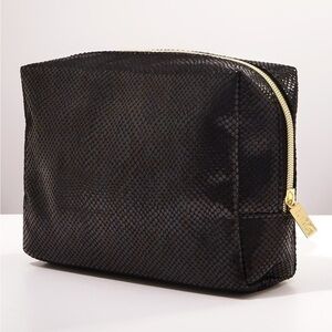 TARTE fierce & feisty makeup bag black with gold hardware NWT